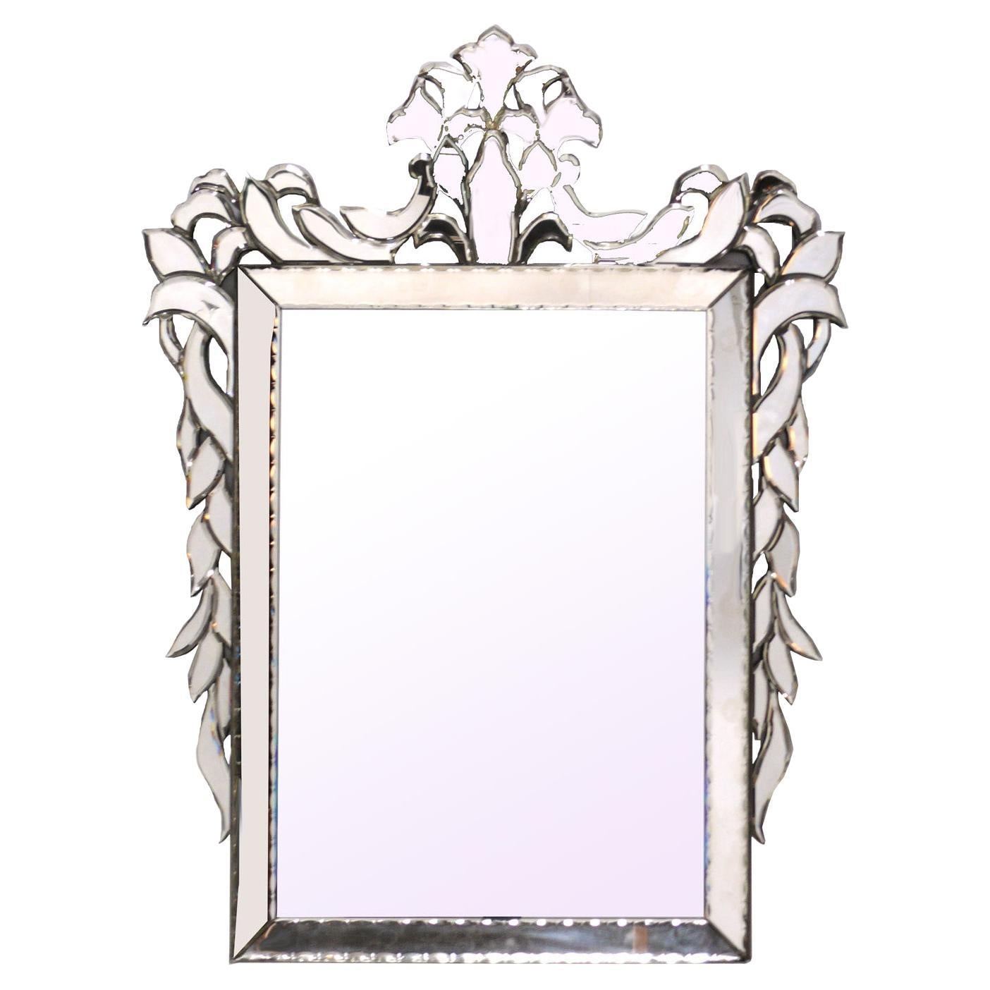 Glamorous Venetian Mirror 52.5" height x 40" width circa 1960s For Sale