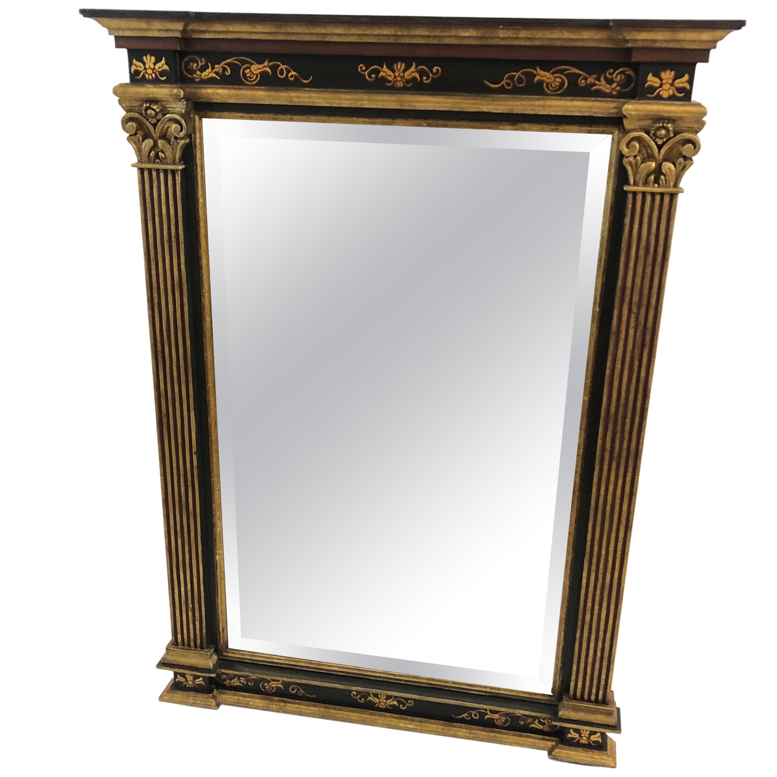 Miroir rectangulaire vertical néoclassique de style vénitien glamour et glamour