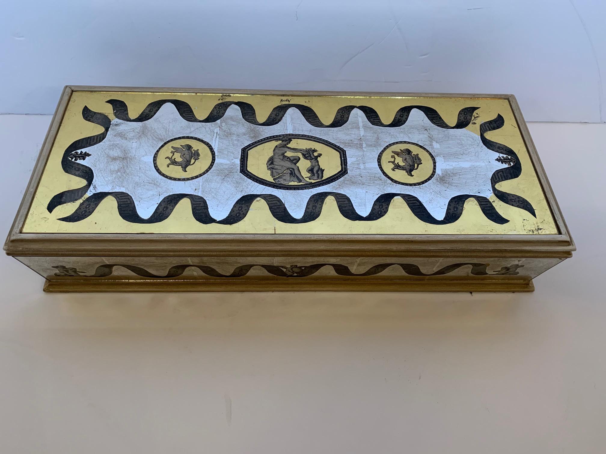 Glamorous Vintage Églomisé Mirrored Jewelry Box 8