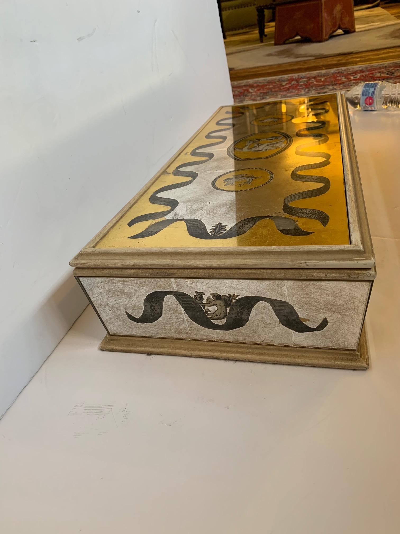Glamorous Vintage Églomisé Mirrored Jewelry Box 1