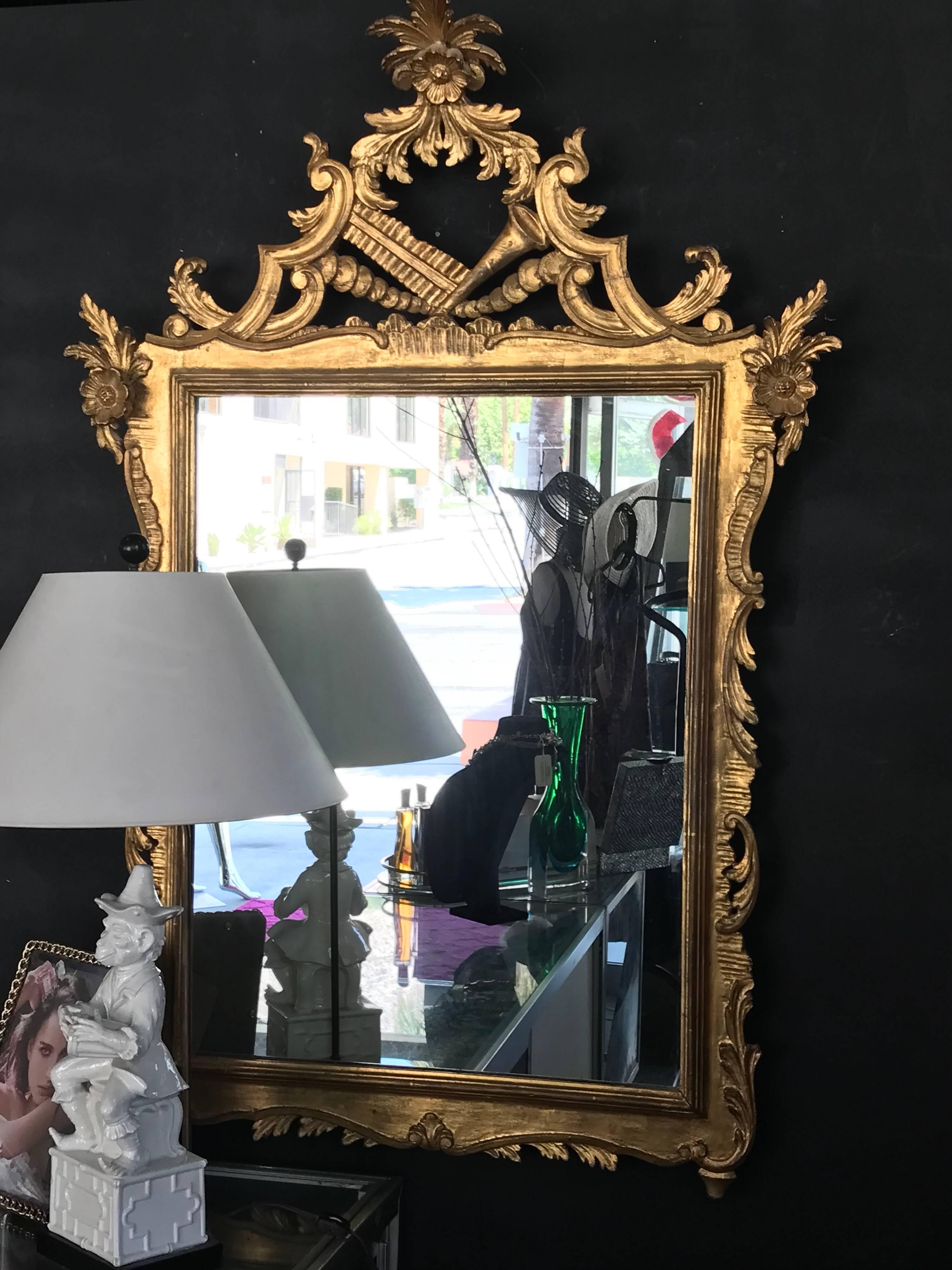Glamorous Vintage Hollywood Regency Gilt Gold Mirror 1