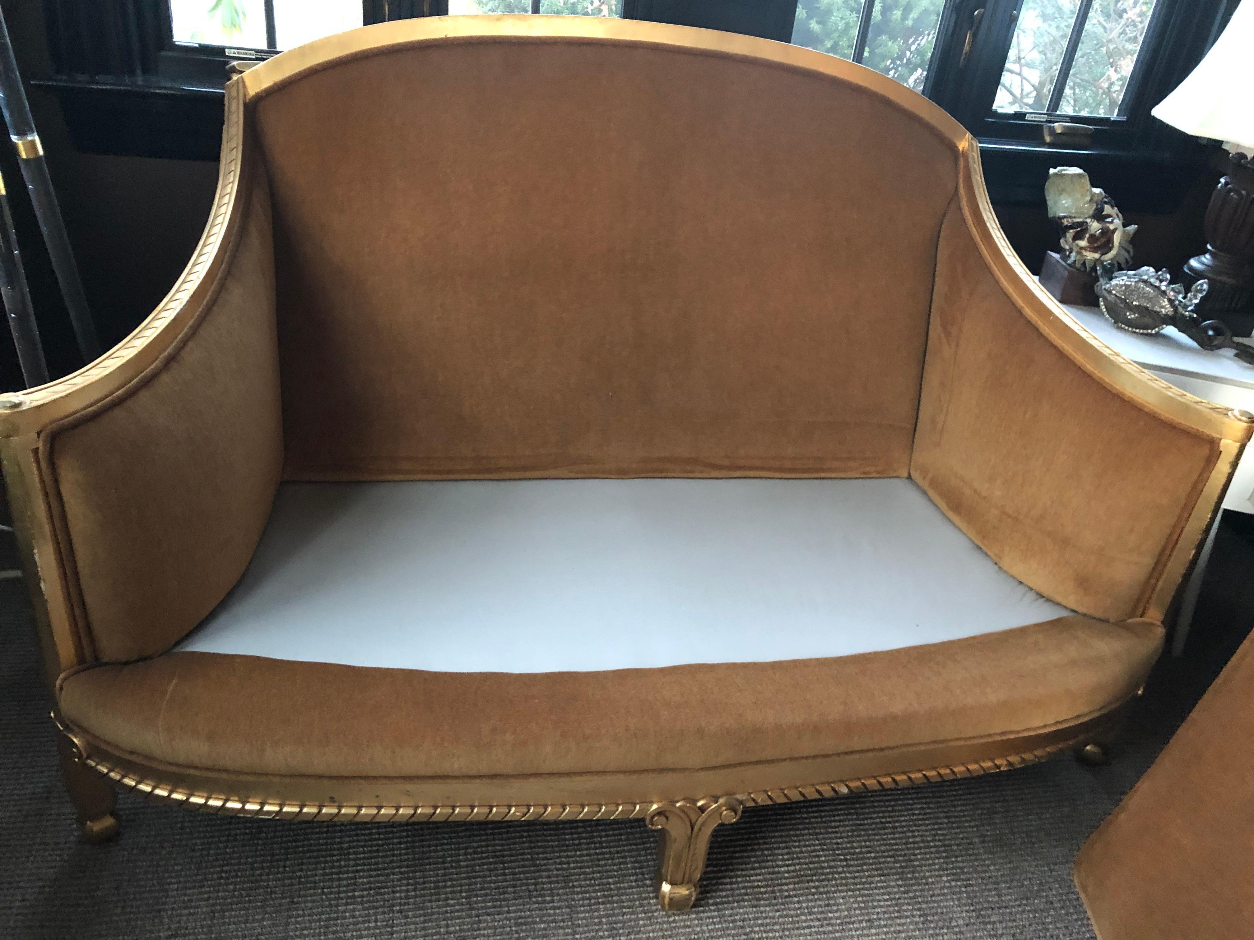 Glamorous Vintage Mohair and Giltwood Loveseat 5