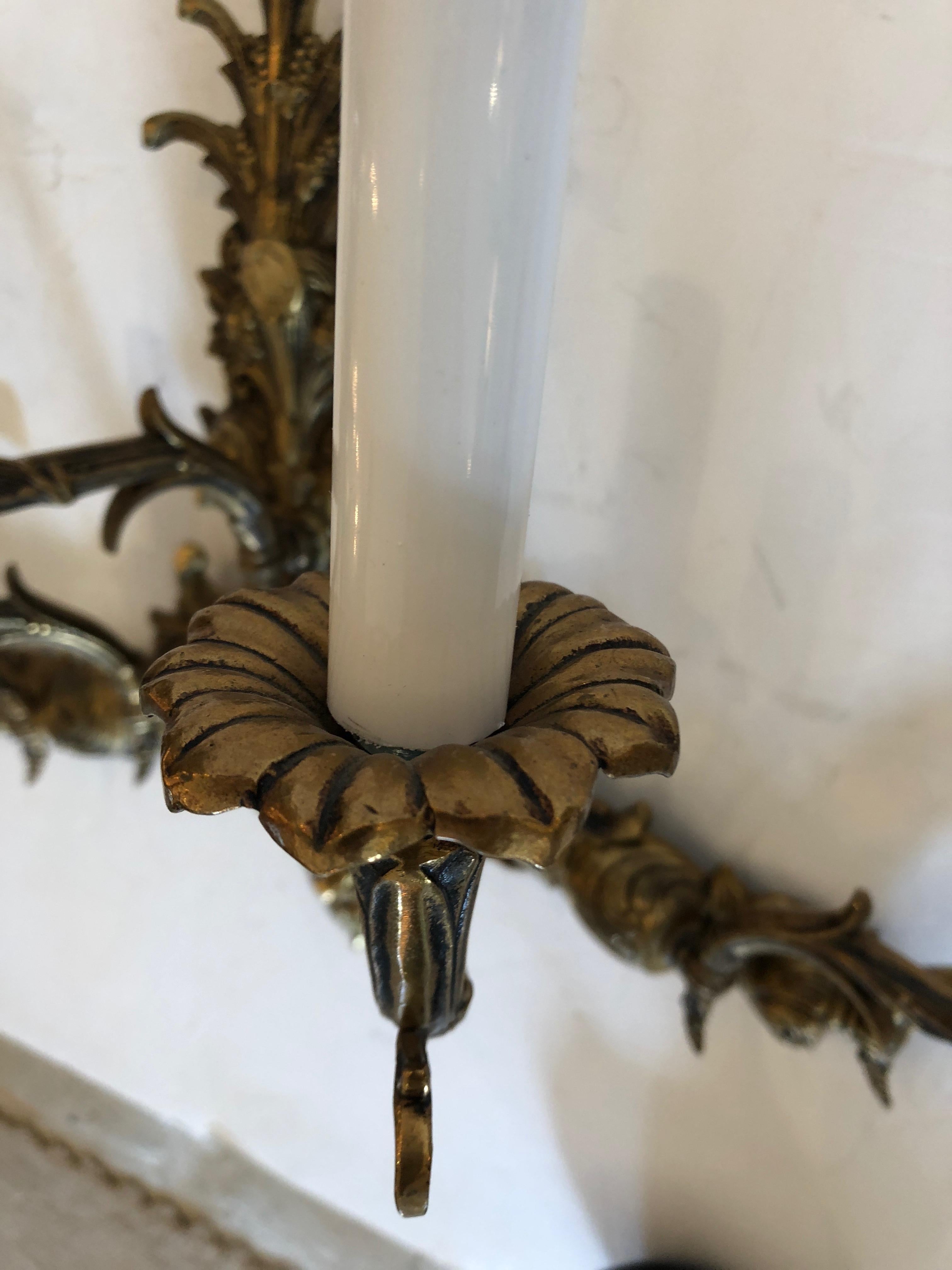 Mid-20th Century Glamorous Vintage Spanish Brass Seven Arm Wall Sconce