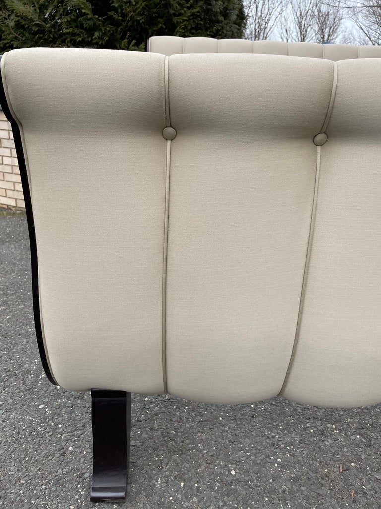 Glamorous Vintage Upholstered Channel Back King Size Sleigh Bed For