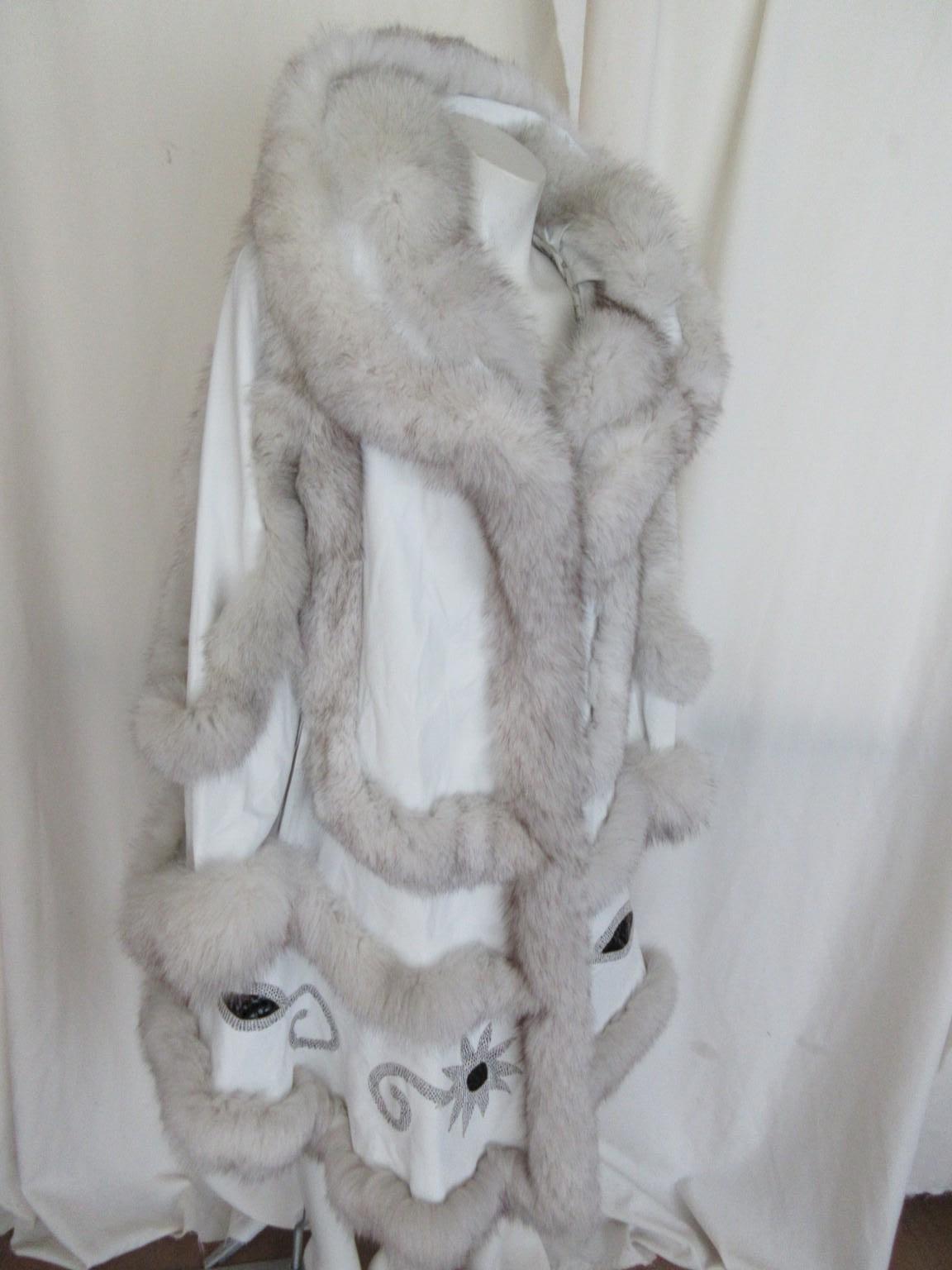 Glamuroso abrigo Swing de piel de zorro blanco en venta 5