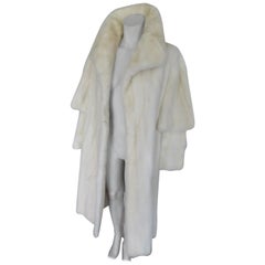 Glamorous White mink Fur Cape Style Coat