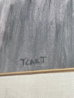 Glamorous Woman with Dogs, Pastel Drawing by artist T Cart