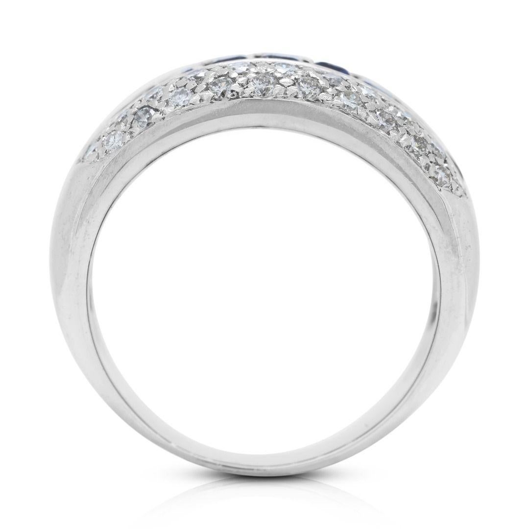 Bague glamour faite à la main avec saphir 1,85 carat et diamants en or blanc 18 carats en vente 2