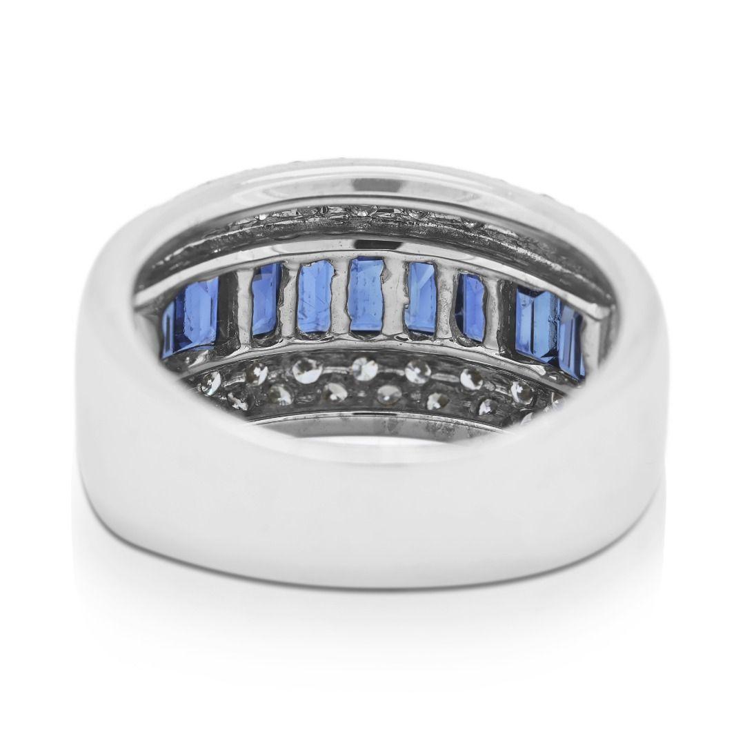 Bague glamour faite à la main avec saphir 1,85 carat et diamants en or blanc 18 carats en vente 3