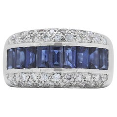 Glamorously Handmade 1.85ct Sapphire and Diamond Ring in 18K White Gold
