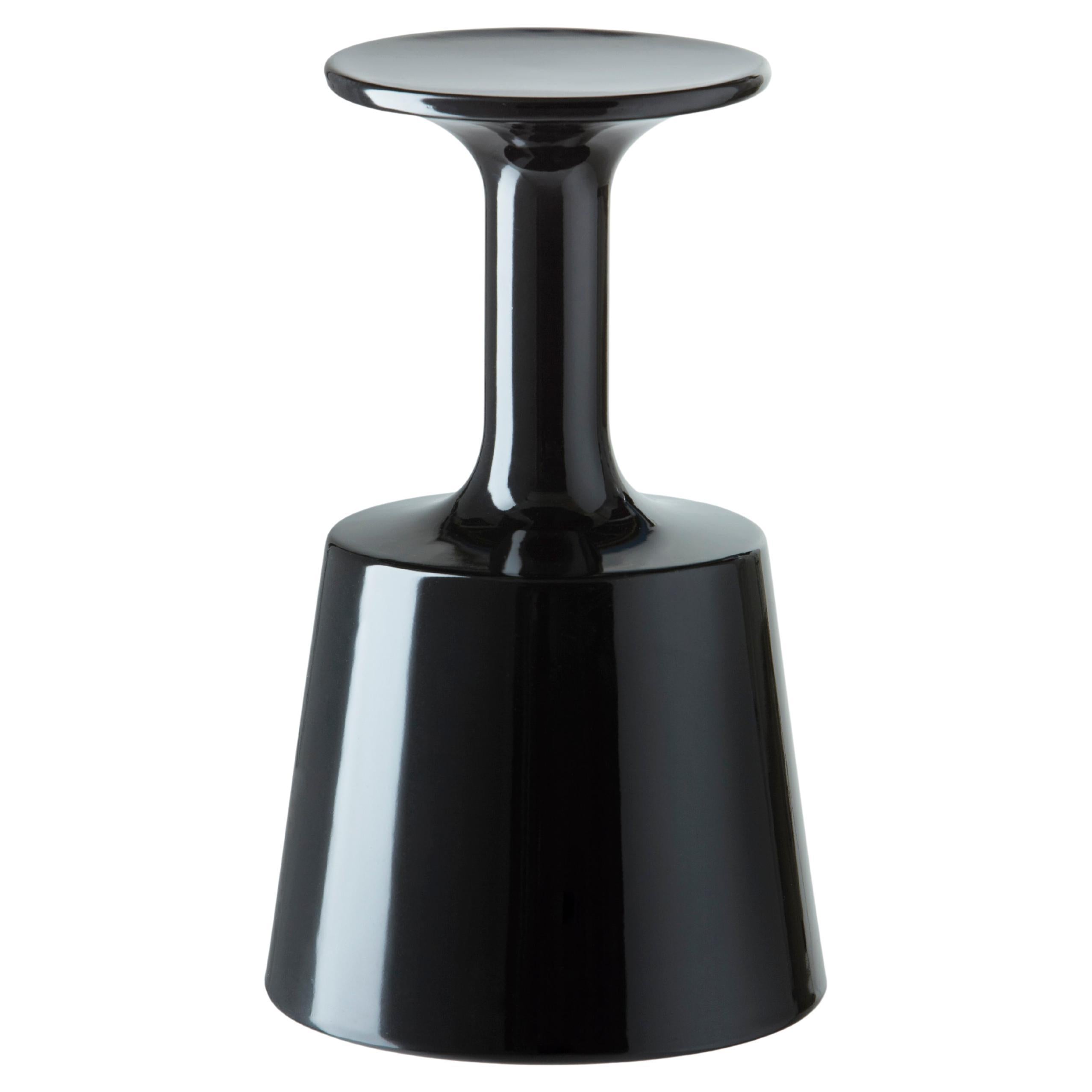 Glamour Black Glossy Drink High Stool by Jorge Najera For Sale