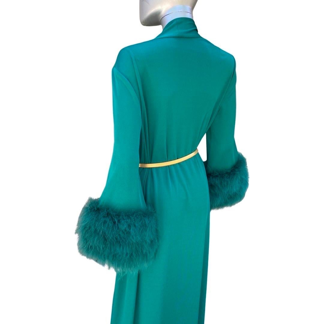 Glamour Emerald Green Vintage Marabou Cuff Dress/Robe/Coat One Size   8