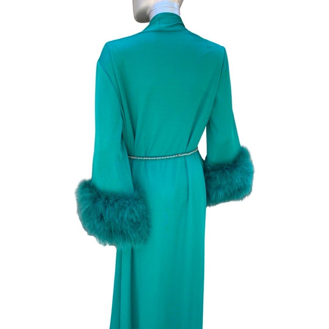 Glamour Emerald Green Vintage Marabou Cuff Dress/Robe/Coat One Size   11