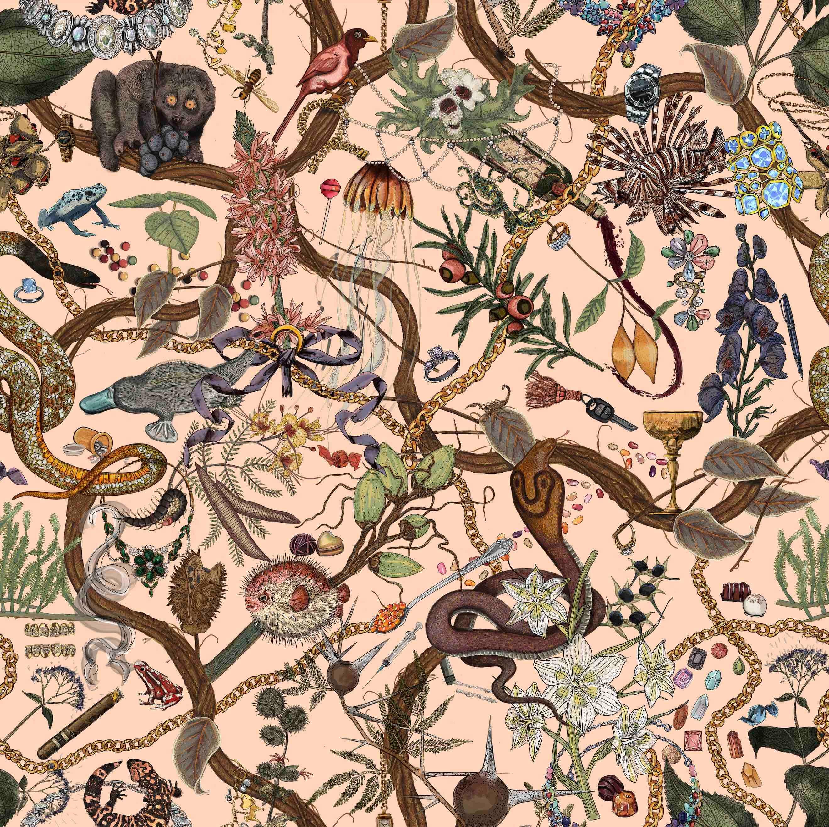 Swedish Glamour Life Wallpaper by XAWD  Snakes, chains, drugs and all things glamorous For Sale