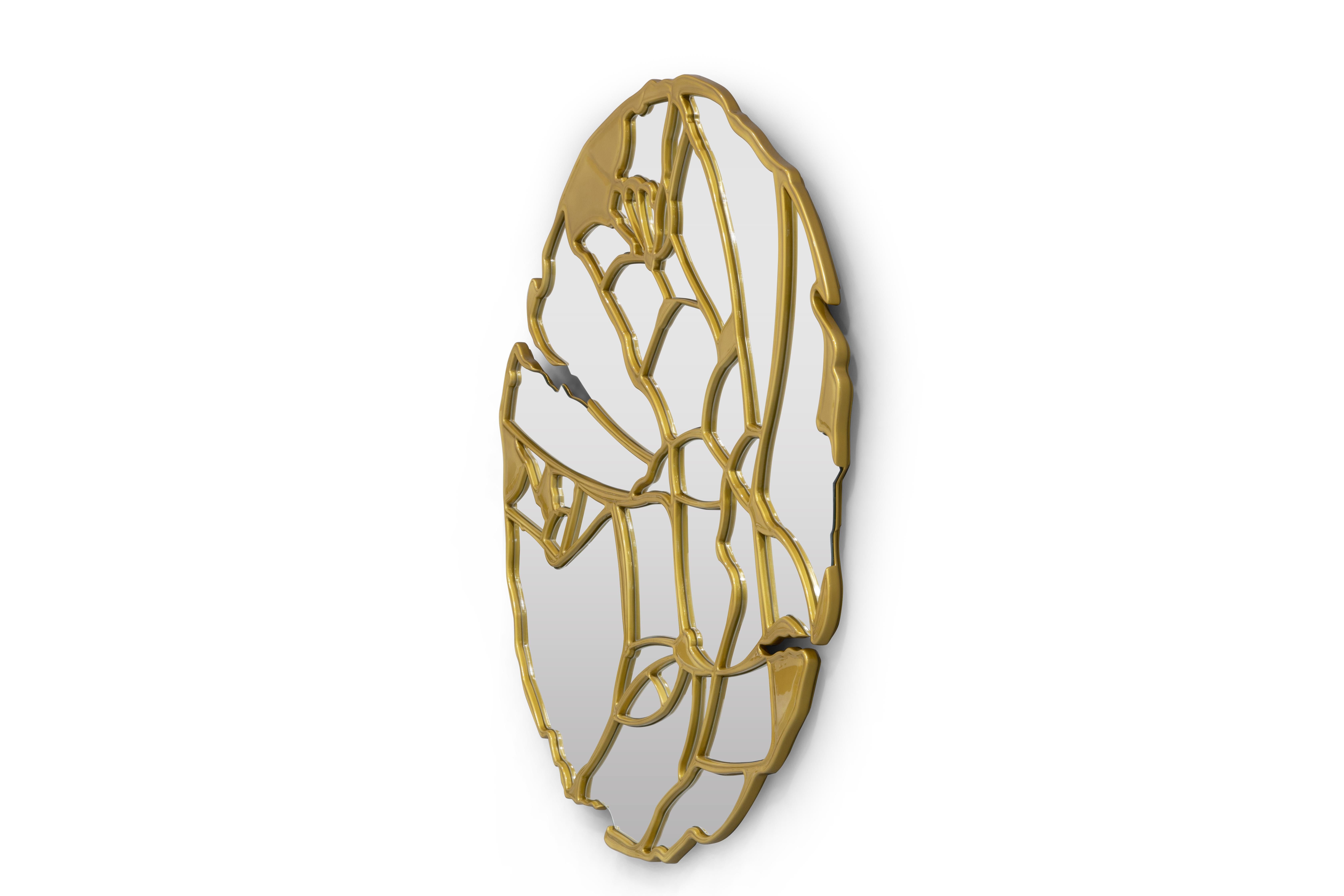 Portuguese Glance Mirror - Hand-Crafted Hammered Brass & Mirror - Boca do Lobo For Sale