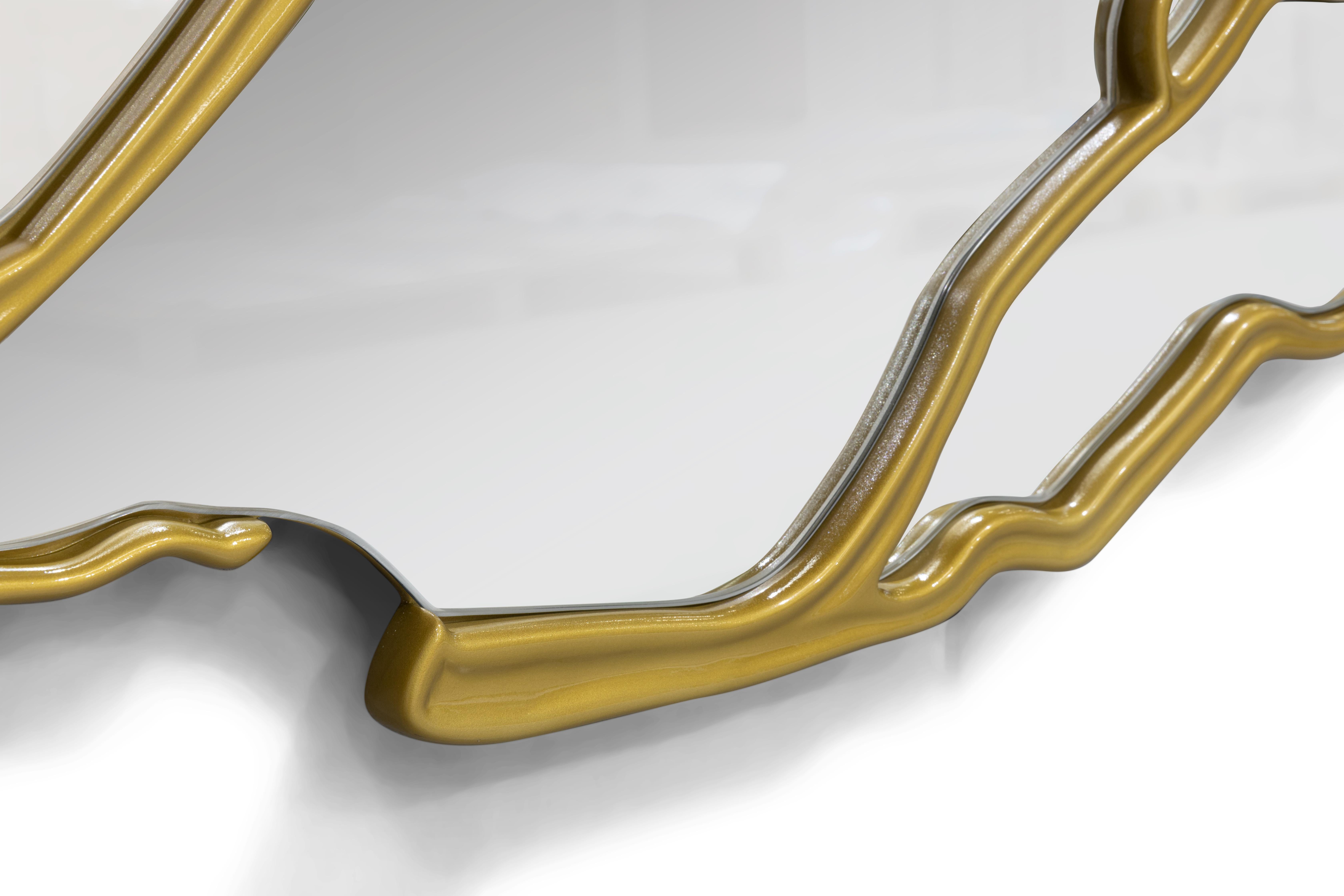 Woodwork Glance Mirror - Hand-Crafted Hammered Brass & Mirror - Boca do Lobo For Sale