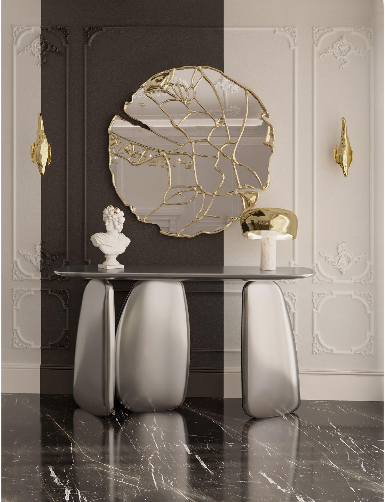 Glance Mirror - Hand-Crafted Hammered Brass & Mirror - Boca do Lobo For Sale 9