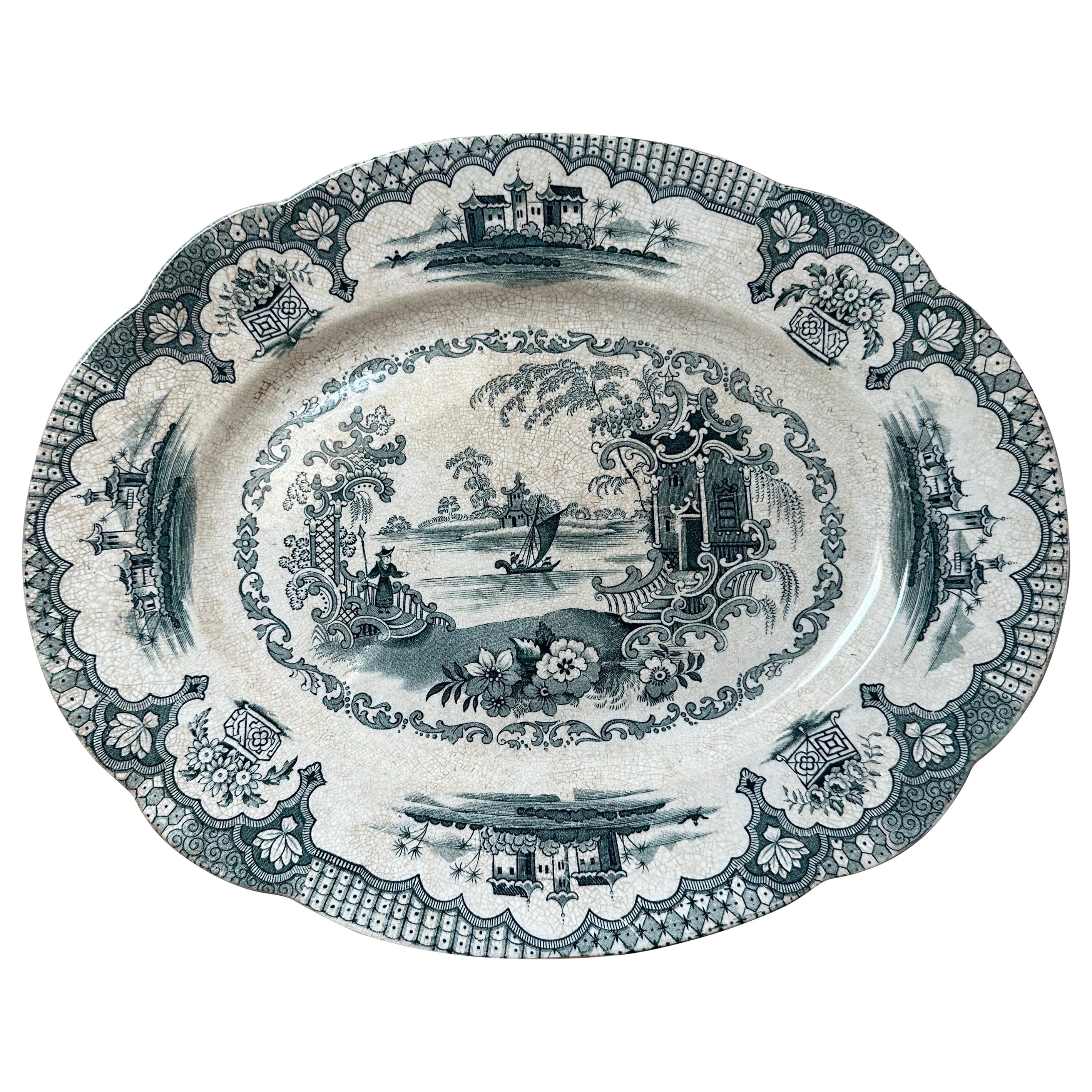 Gland Transferware Platter "Cavendish" pattern by Machin & Potts circa 1840 For Sale