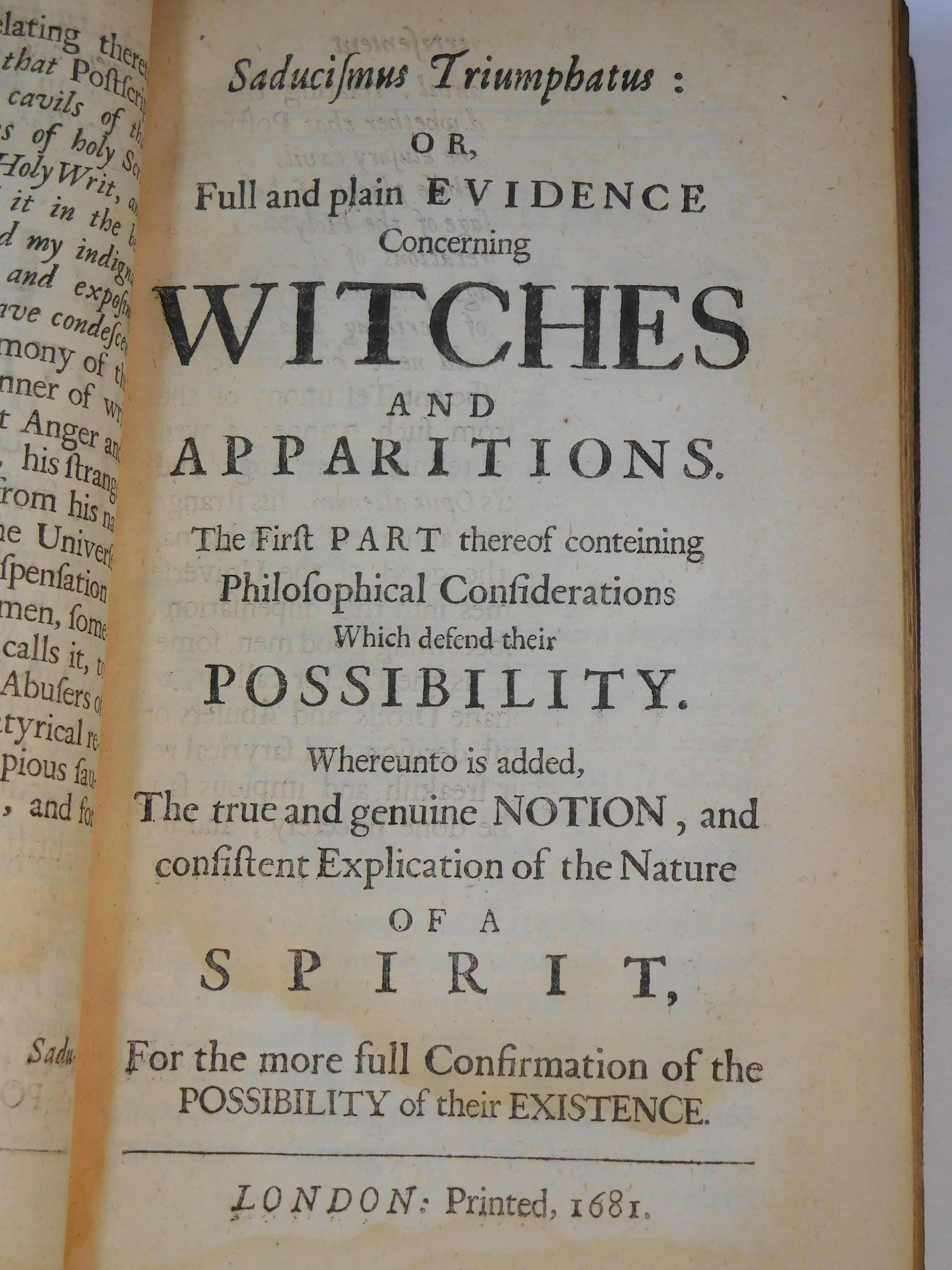 Glanvil's Book on the Real Existence of Witches, 