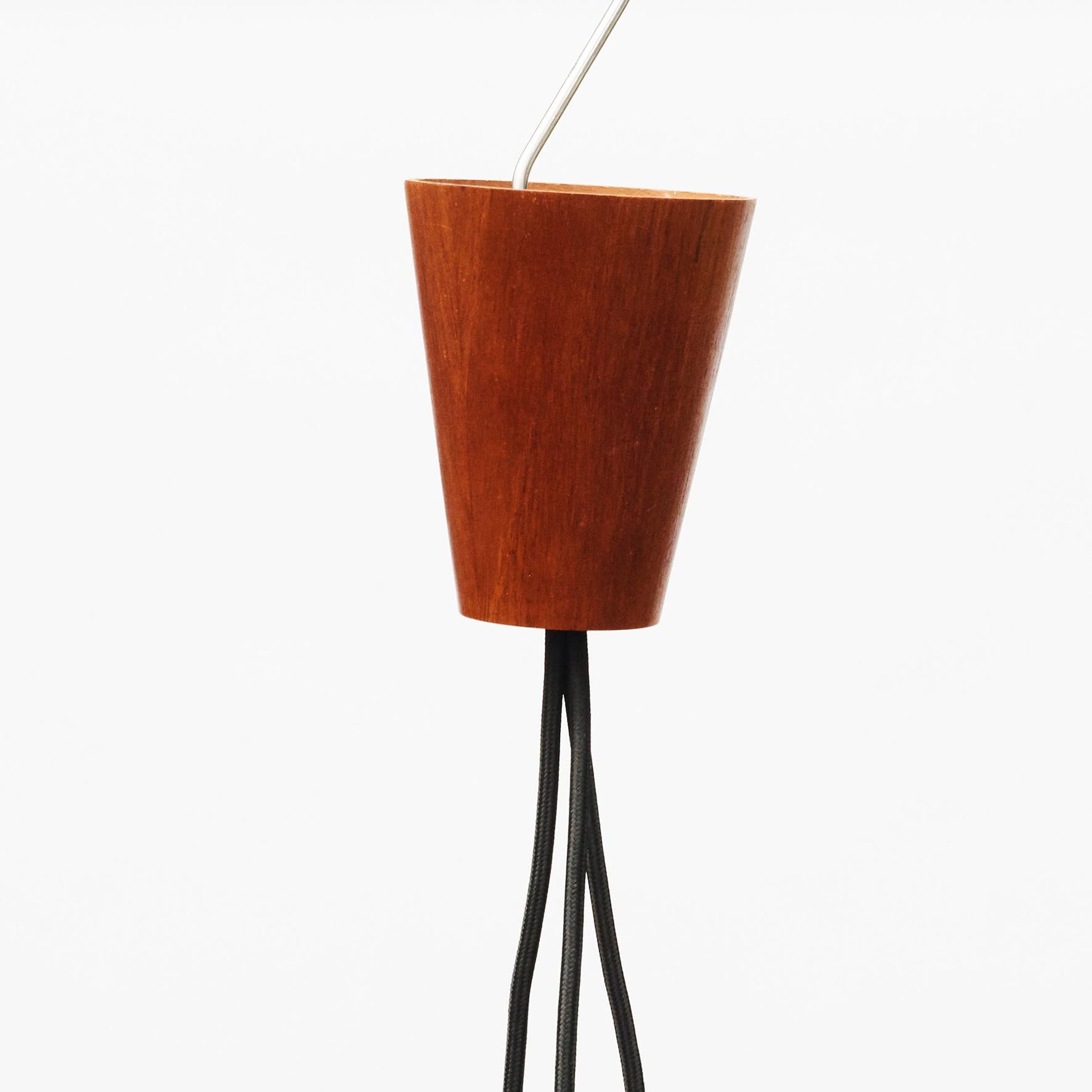 Opaline Glass Glass and Teak  Pendant Light, Danish Design, Holmegaard, circa 1955 For Sale