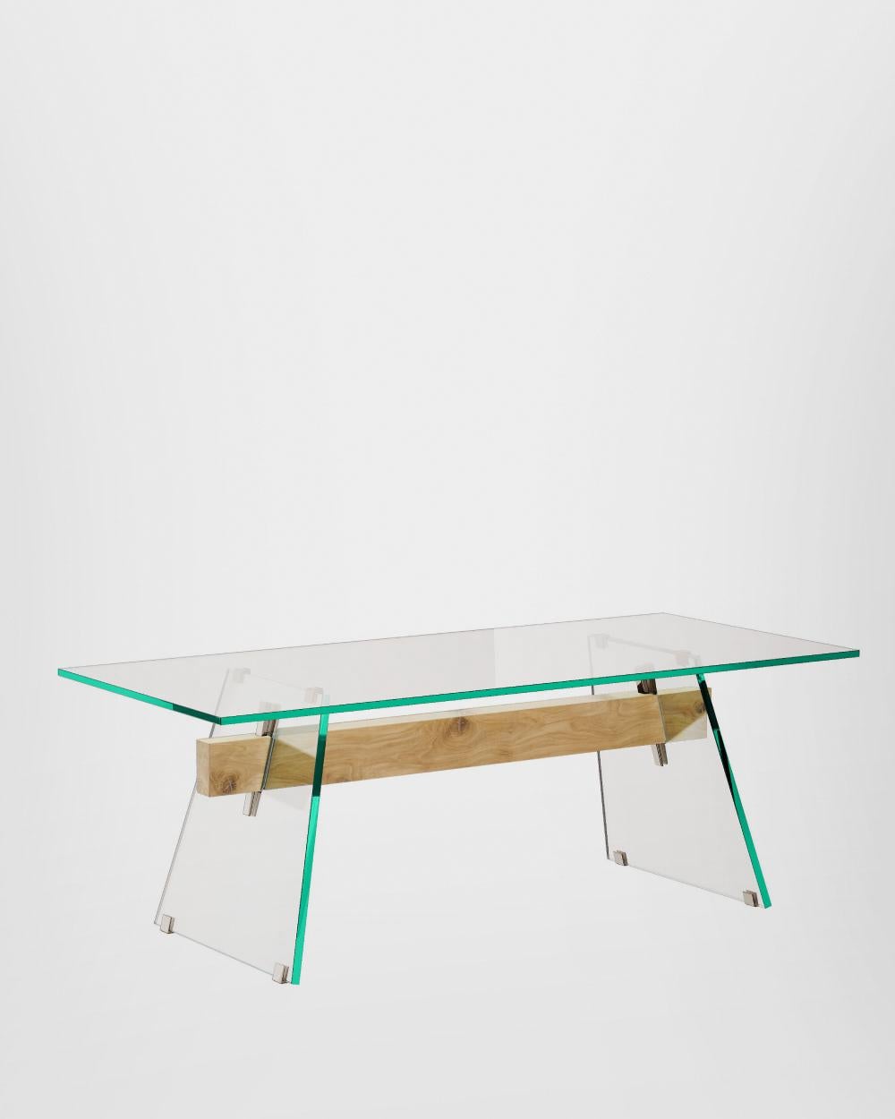 Italian Glas Italia COMPRESSION Table in waxed oak by Philippe Starck For Sale
