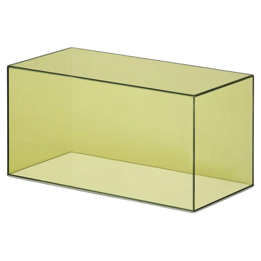 Serie von Couchtischen/Displays, mit der Funktion, die darin enthaltenen Objekte zu bewahren und aufzuwerten, hergestellt aus 3+3 mm dickem Verbundglas, perfekt verklebt bei 45°, erhältlich in drei Größen und in den zwölf Farben von transparentem
