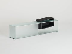Glas Italia Drift Low TV Cabinet in Extra-Clear Frosted Glass by Nendo