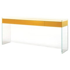 Glas Italia Float Rechteckiger Konsolentisch - Gelbes Glas - Patrick Norguet