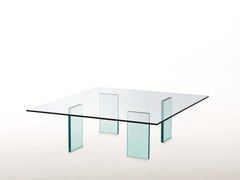 Glas Italia Glastisch (1976) Quadratischer Couchtisch aus Glas von Shiro Kuramata