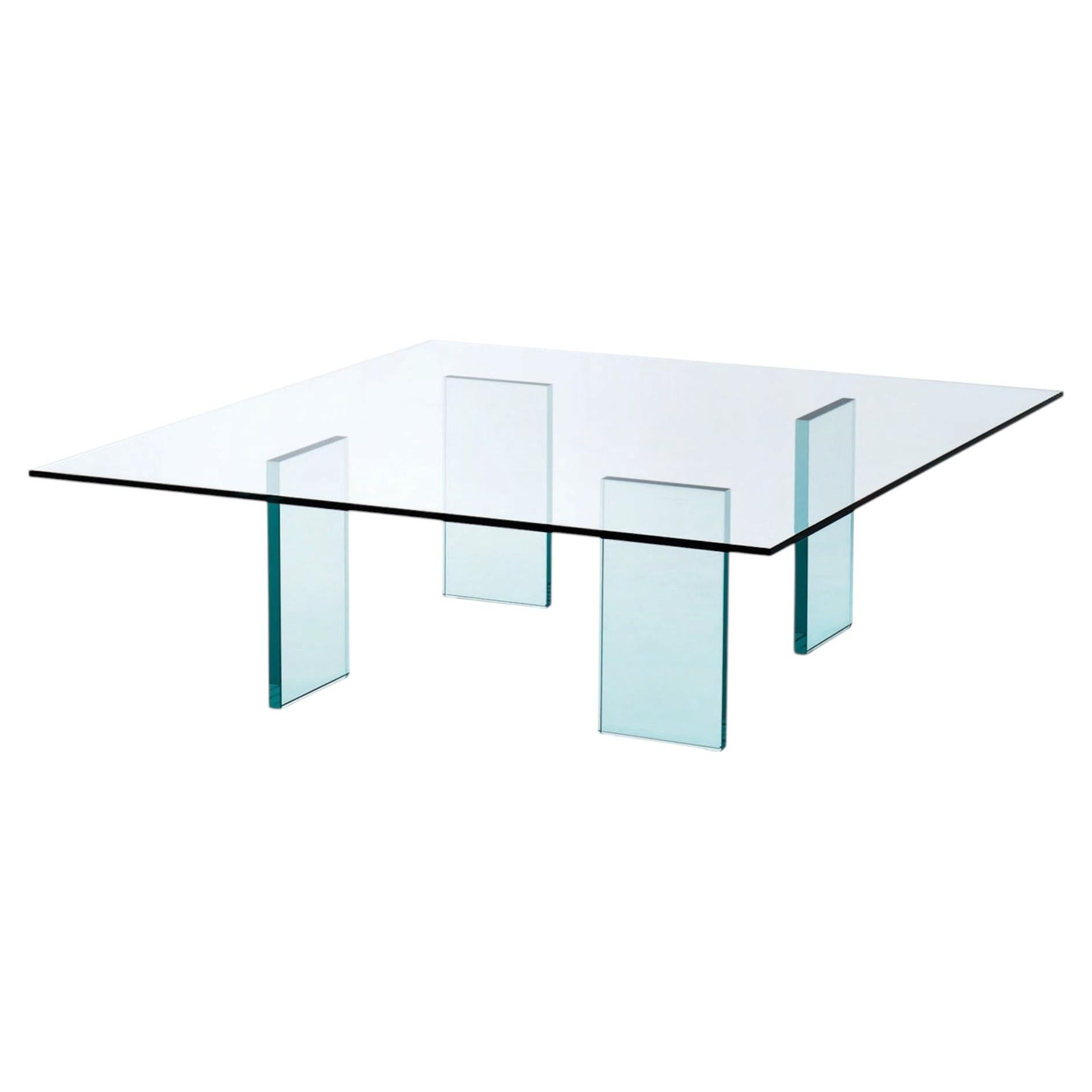 Glas Italia Glass Table (1976) Square Coffee Table in Glass by Shiro Kuramata