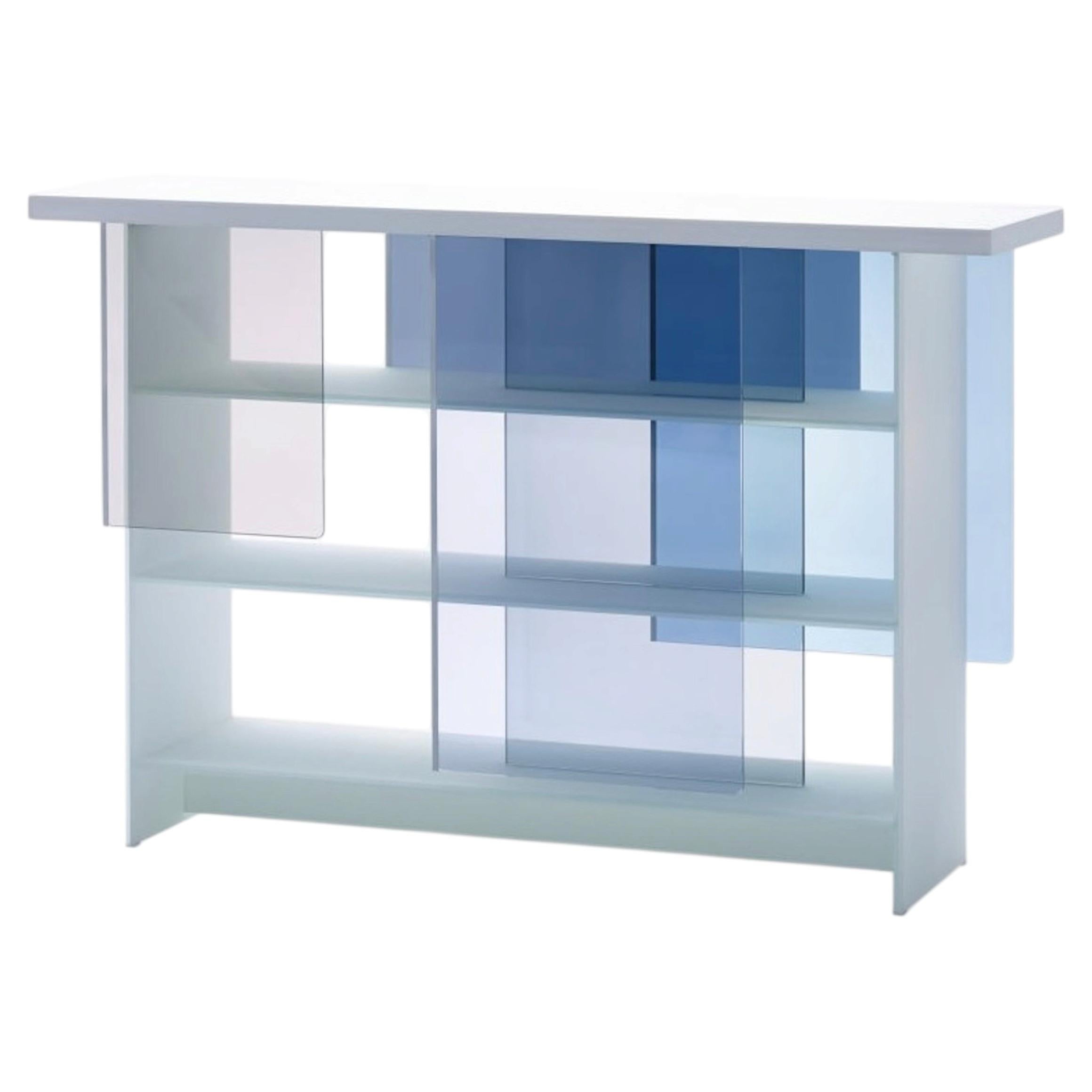 Estantería Glas Italia Layers 160 cm (63 in) diseño Nendo - Azul Gris Violeta en venta