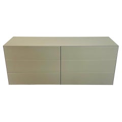 Glas Italia Modern Gray Glass 6 Drawer Dresser Credenza, Made in Italy