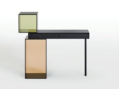Glas Italia RATIO Schreibtisch mit Schubladen aus Rauchglas von Piero Lissoni