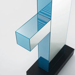 Glas Italia Shibam 1 Freestanding Mirror - Design Ettore Sottsass - Light blue