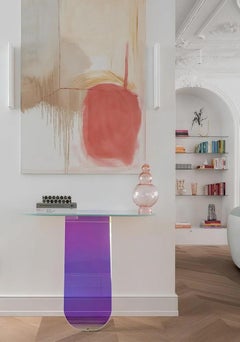 Glas Italia Shimmer Oval Console Table in Glass by Patricia Urquiola