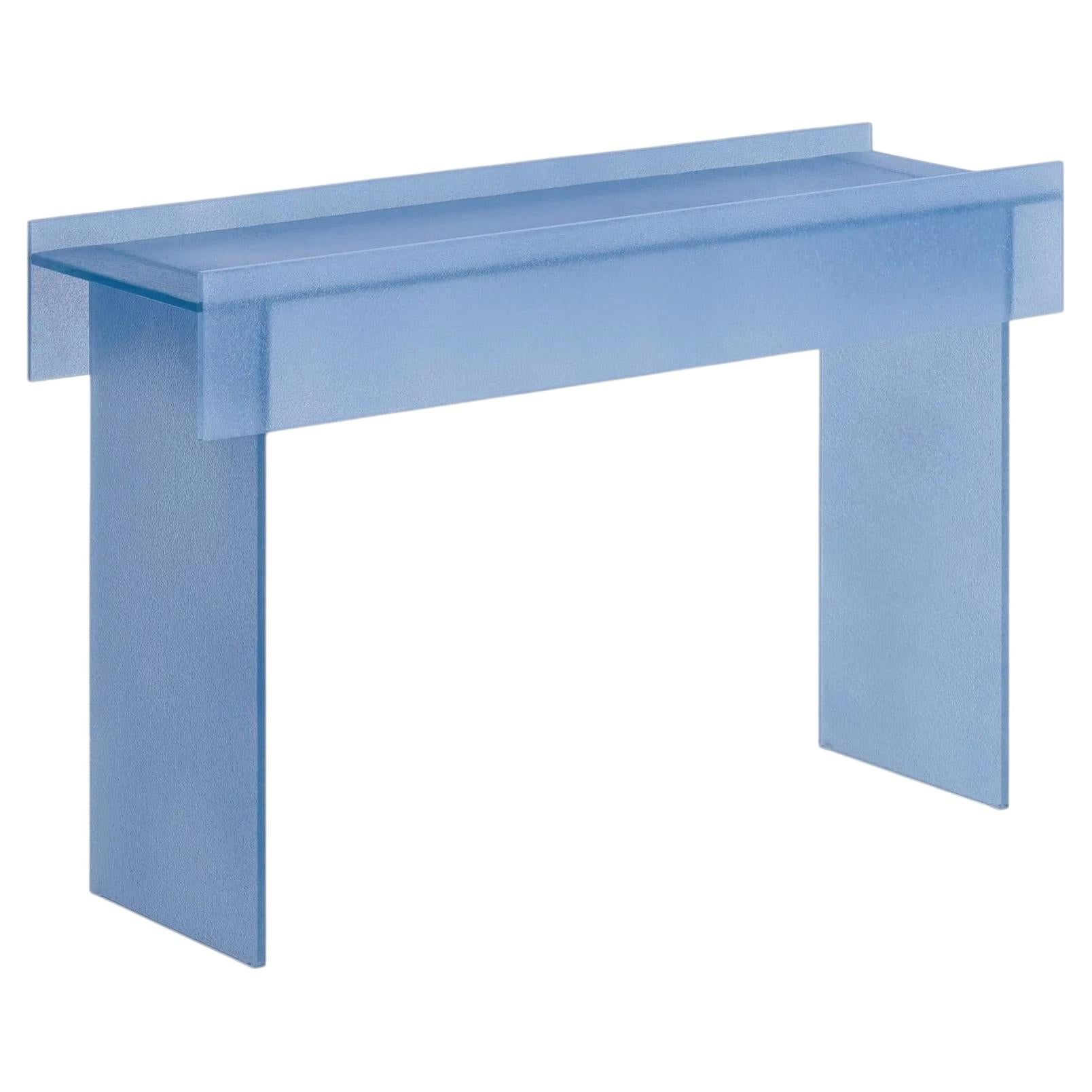 Glas Italia Simoon Rectangular Console in Glass by Patricia Urquiola Light Blue For Sale