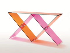 Glas Italia XX Console Table in Pink & Orange Glass by Johanna Grawunder