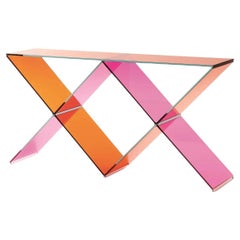 Glas Italia XX Console Table in Pink & Orange Glass by Johanna Grawunder