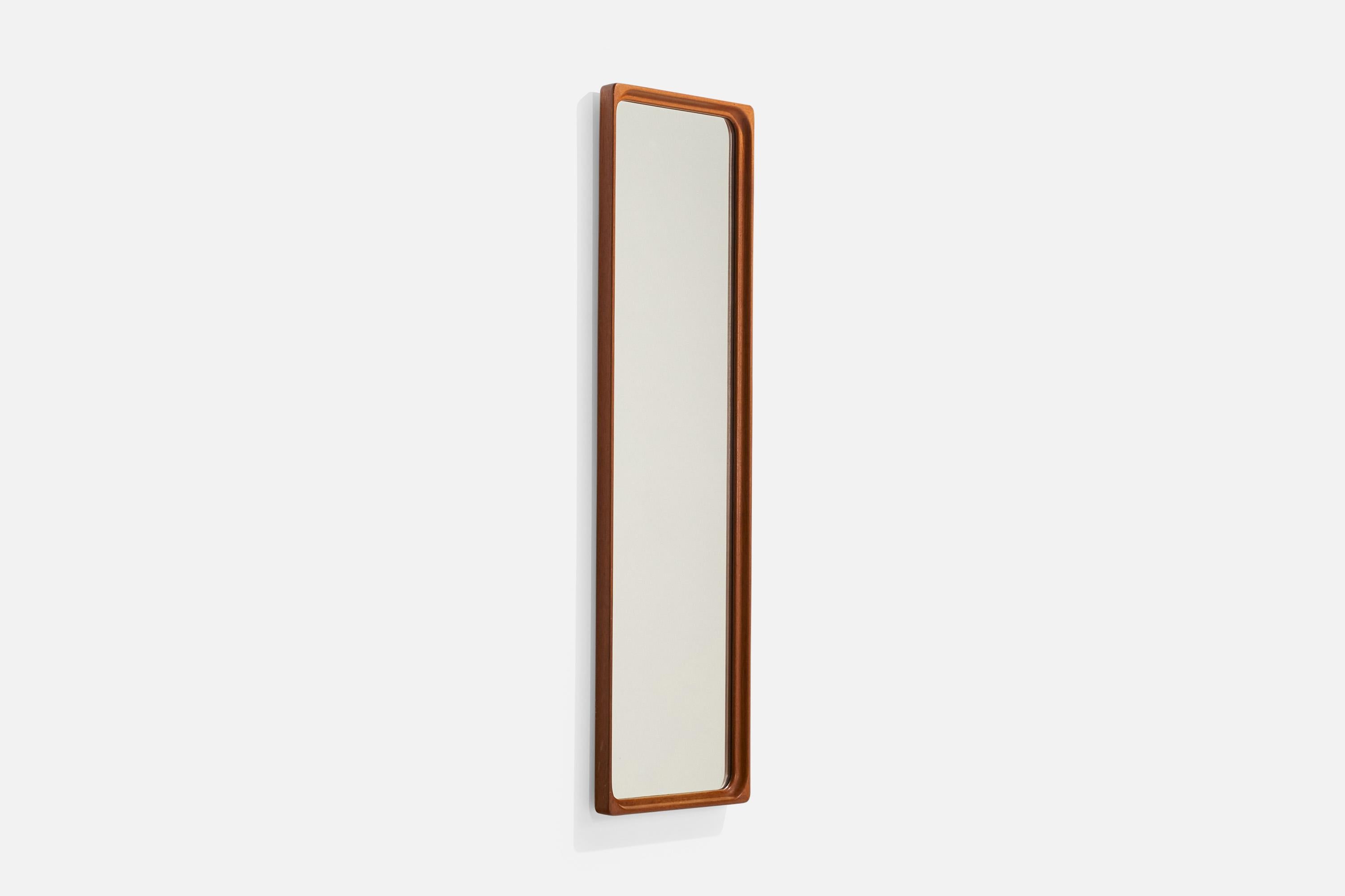 Mid-Century Modern Glas-mäster, Wall Mirror, Teak, Sweden, 1950s