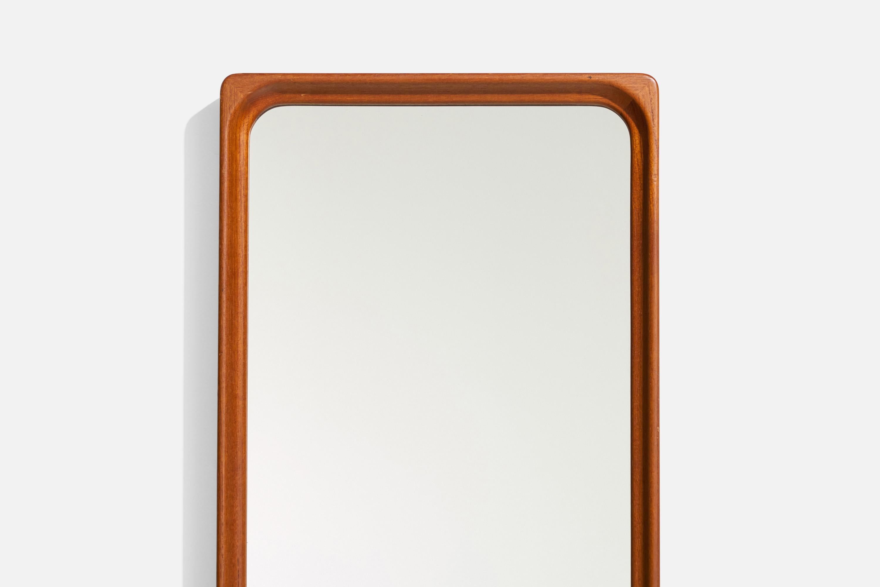 Swedish Glas-mäster, Wall Mirror, Teak, Sweden, 1950s