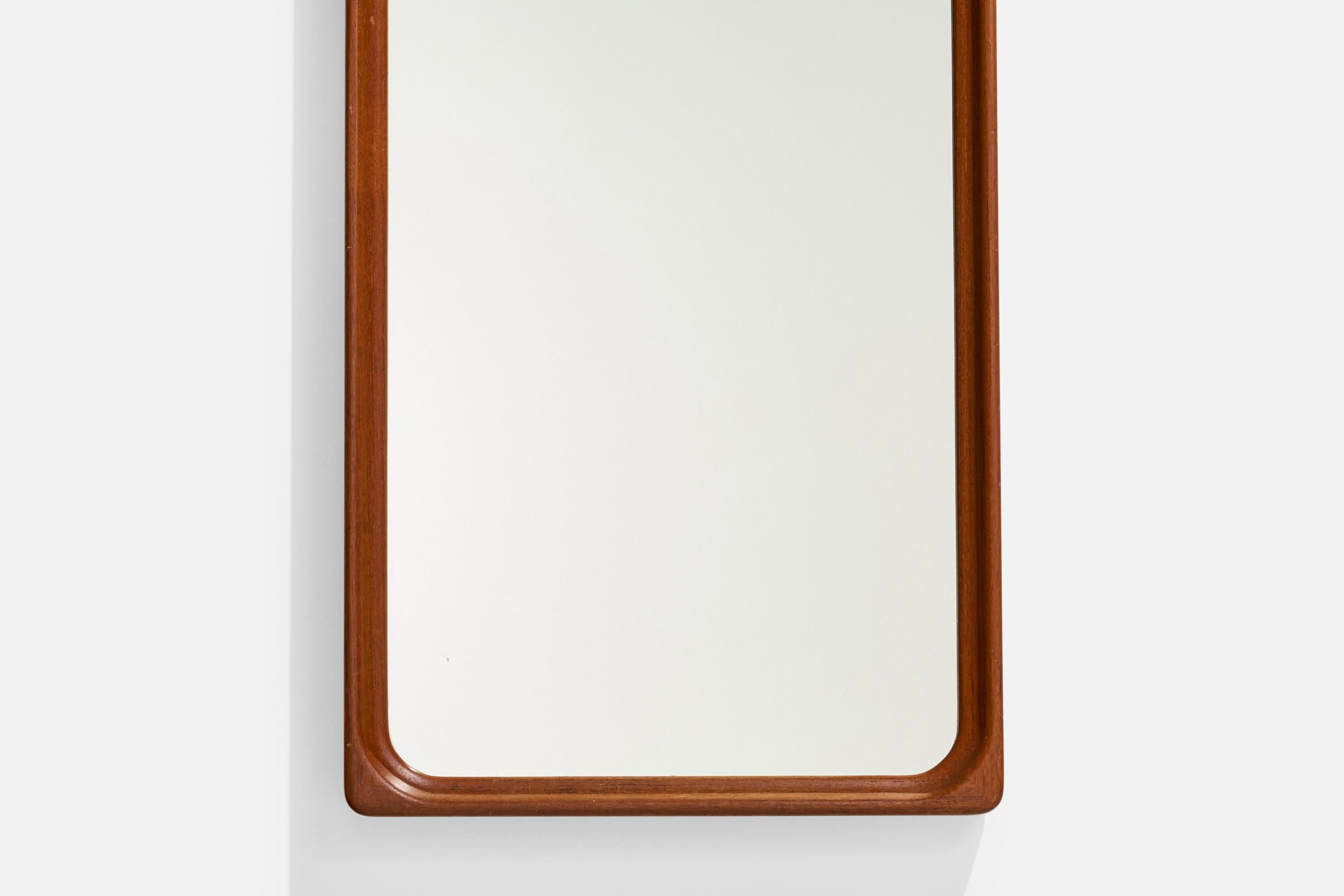 Glas-mäster, Wall Mirror, Teak, Sweden, 1950s In Good Condition In High Point, NC
