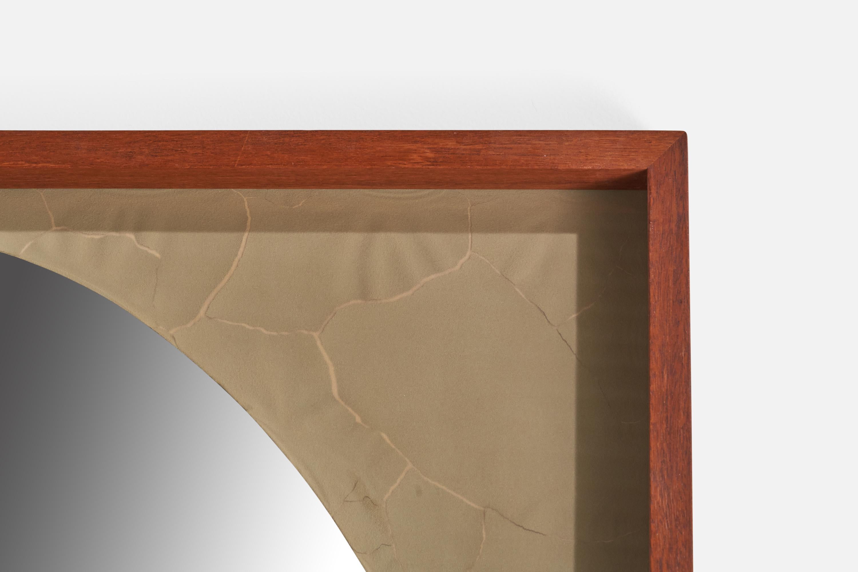 Mid-20th Century Glas & Trä, Large Wall Mirror, Walnut, Cristal Glass, Sweden, 1960s For Sale