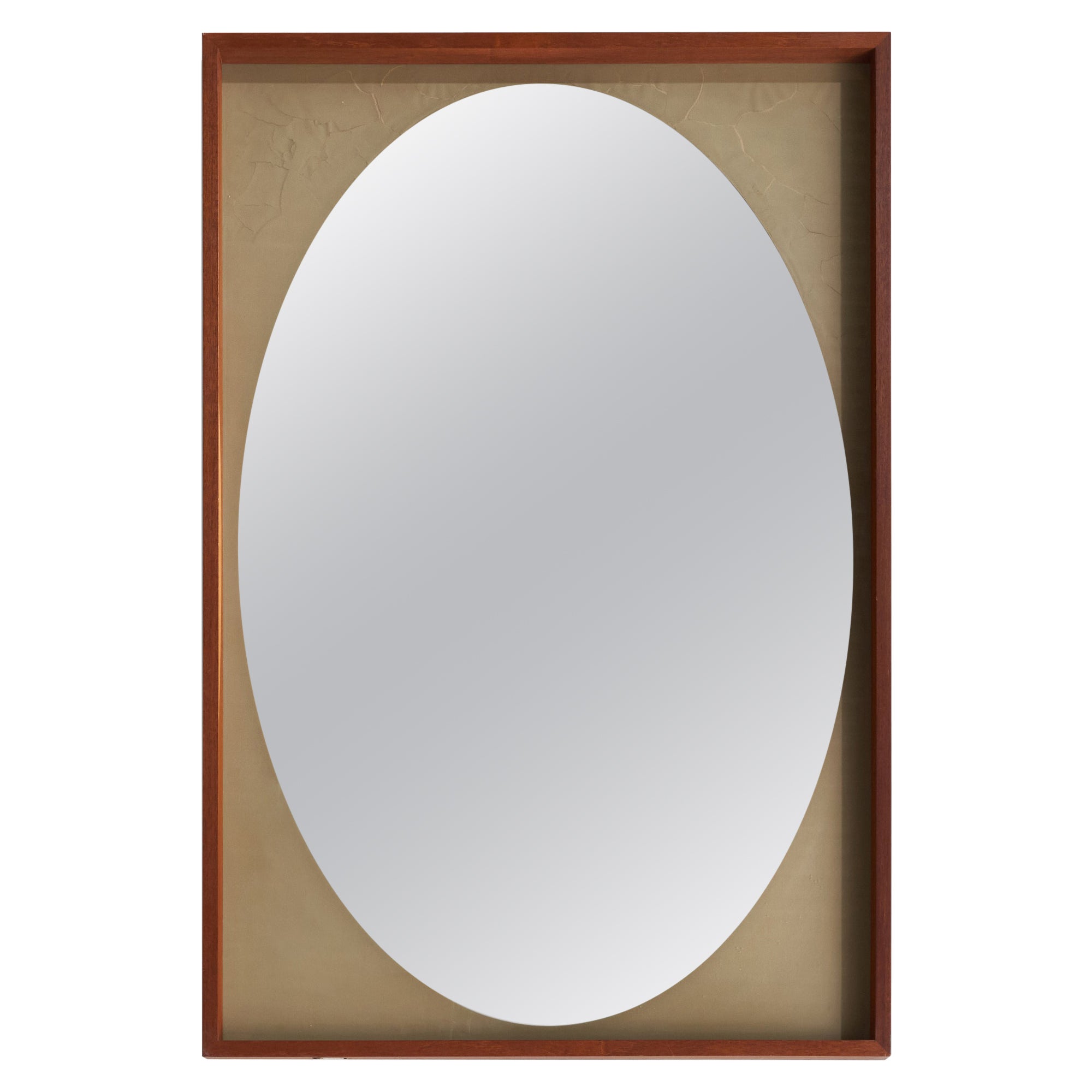 Glas & Trä, Large Wall Mirror, Walnut, Cristal Glass, Sweden, 1960s For Sale