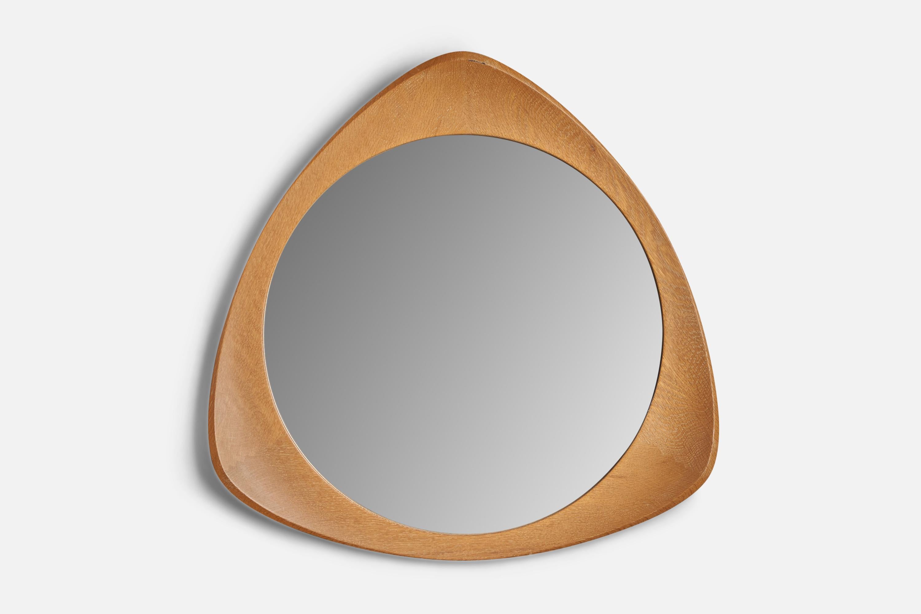 Glas & Trä, Mirror, Oak, Sweden, 1960s In Good Condition For Sale In High Point, NC