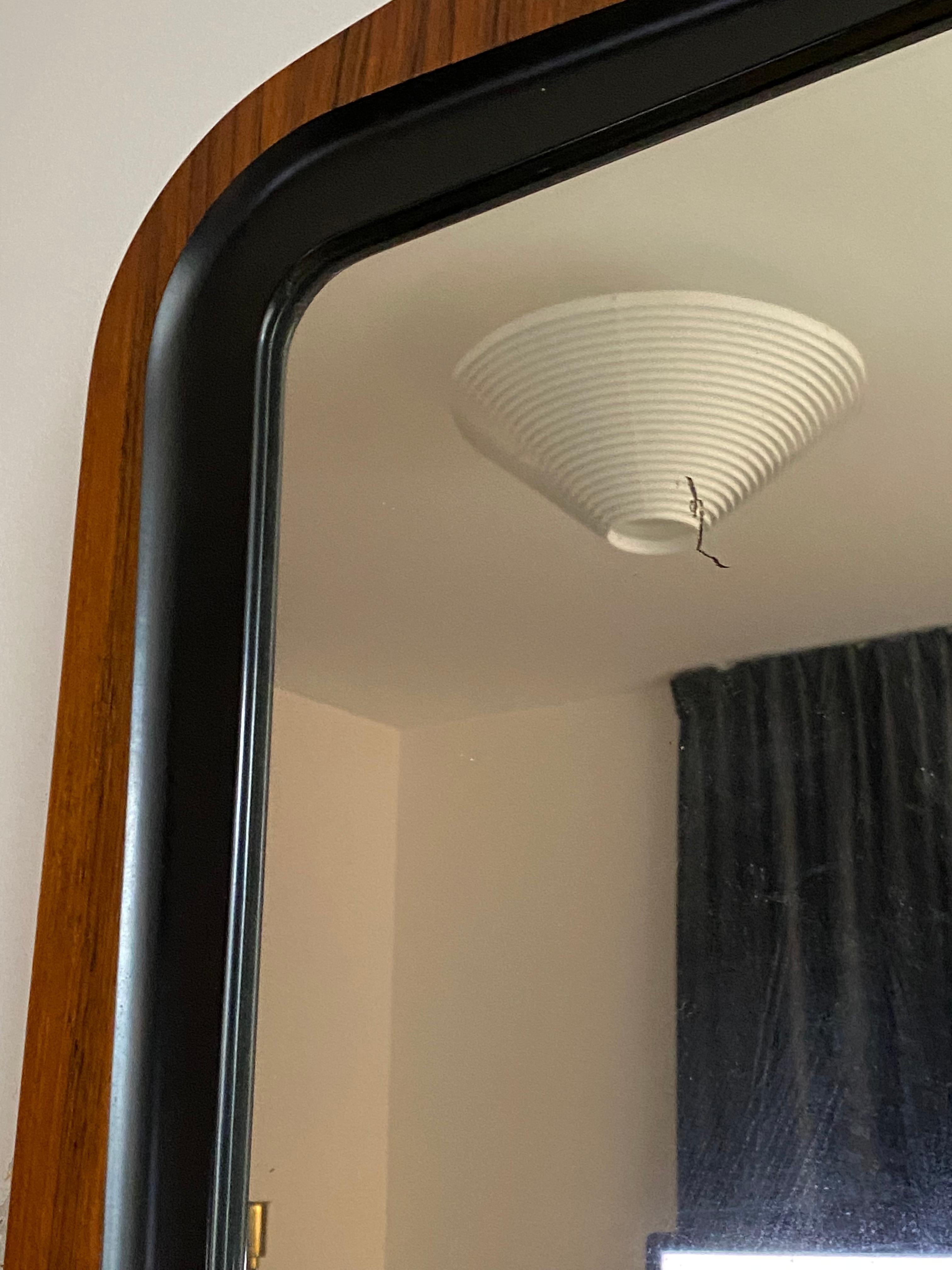 Glas & Trä, Rare Wall Mirror Rosewood Black-Painted Wood Hovmantorp Sweden 1950s In Good Condition In High Point, NC