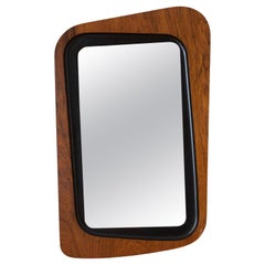 Glas & Trä, Rare Wall Mirror Rosewood Black-Painted Wood Hovmantorp Sweden 1950s