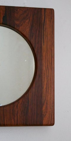 Glas & Trä, Rare Wall Mirror Rosewood, Crystal Glass, Hovmantorp Sweden, 1962