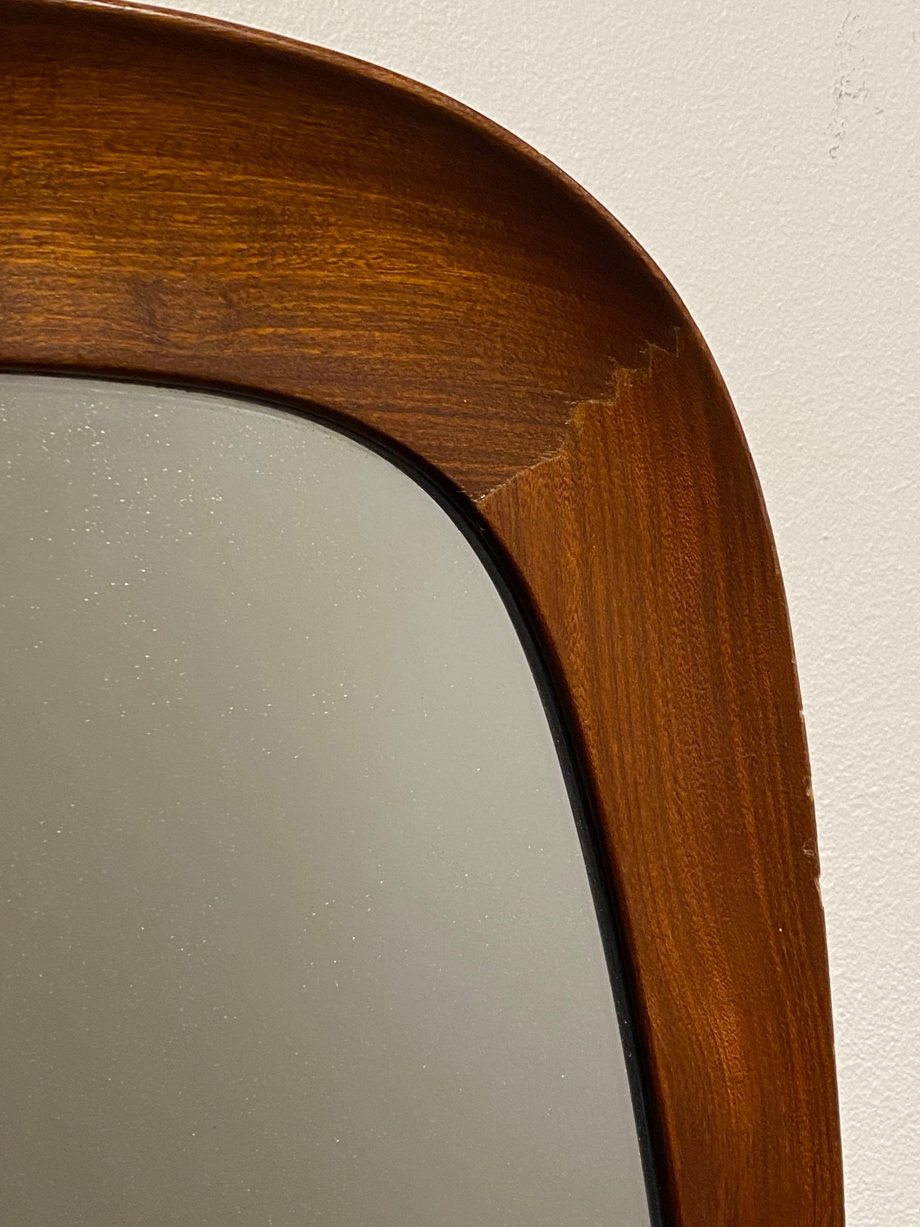 Swedish Glas & Trä, Sculptural Organic Wall Mirror, Teak, Crystal Glass, 1950s