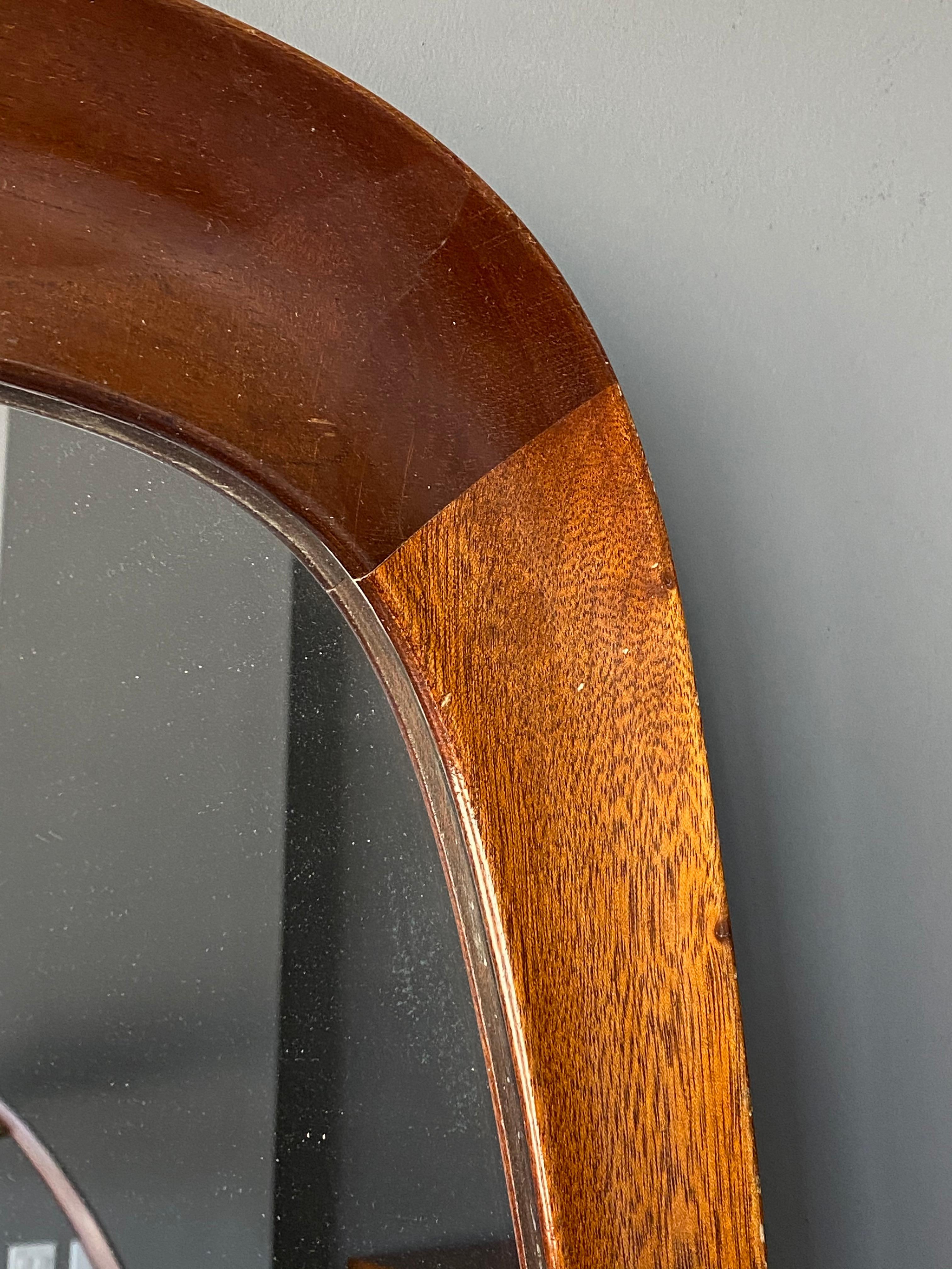 Glas & Trä, Sculptural Organic Wall Mirror, Teak, Crystal Glass, 1950s In Good Condition In High Point, NC