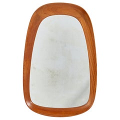 Glas & Trä, Specchio da parete organico e scultoreo, Teak, vetro cristallo, anni '50